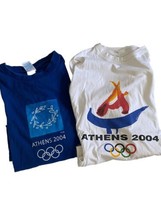 TWO Greece Athens 2004 Olympics T-Shirts Official Y2K Graphic Vintage Sz... - $29.99