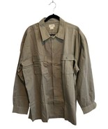 Vtg J. CREW Mens Safari Shirt Olive Green Button Up Long Sleeve Pockets XL - £22.30 GBP