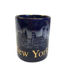 Cobalt Blue New York City Skyline Coffee Cup with Twin Towers Gold Trim ... - £25.59 GBP