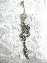 New Rare Ejc Pewter Engraved Eagle W Feather Concho Dream Catcher 14g Belly Ring - £11.66 GBP