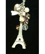 EIFFEL TOWER PENDANT SILVER COLOR ROPE NECKLACE WITH 32&quot; LONG, HEART &amp; B... - £10.96 GBP