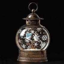 10 inch fishbowl style glitter snow globe lighted water lantern -blue birds - £88.43 GBP