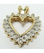 14k Yellow Gold 20 Diamond Open Heart Pendant 3/4&quot; Ladie&#39;s .40tcw AJ Ele... - $159.99