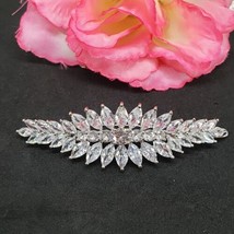 Clear Crystal Silver Tone Hair Clip Bridal Glass Rhinestones Hair Accessory - £11.83 GBP