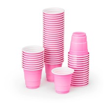 Party Decorations Pink Plastic Shot Glasses - 50 Matte Disposable 2 Oz C... - £21.17 GBP