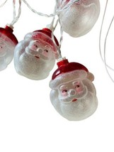 Santa Claus LED  String Lights Santa Head White Wire 10 Santa 7.5&#39; Chris... - £14.66 GBP