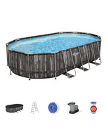 Bestway Power Steel 20&#39; x 12&#39; x 48&quot; Oval Above Ground Outdoor Swimming P... - £1,054.87 GBP