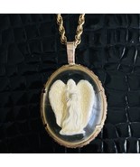 Vintage White Angel Clear Resin Orb Sphere 9ct Gold Mount Large Pendant ... - £202.27 GBP