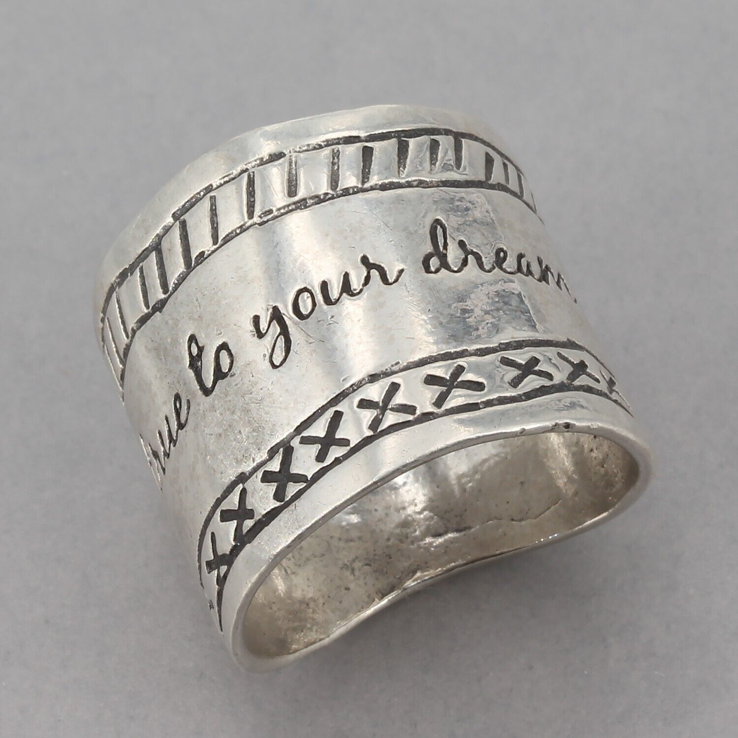 Primary image for Retired Silpada Sterling BE TRUE TO YOUR DREAMS Wide Band Ring R1820 Size 5.75