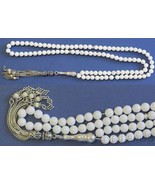 Islamic Prayer Beads Tesbih Gebetskette 99 White Coral &amp; Sterling Silver  - £171.92 GBP