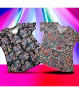 Vera Bradley Women&#39;s Size XS Paisley &amp; Floral VNeck Scrubs SSleeve Tops ... - $39.22 CAD