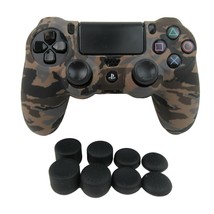 Silicone Grip Brown Camo Non Slip + (8) Thumb Grip Caps For PS4 Controller   - $8.99