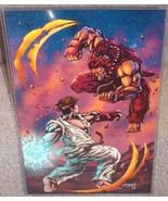 Street Fighter Ryu vs Akuma Glossy Art Print 11 x 17 In Hard Plastic Sleeve - £19.65 GBP