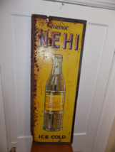 Vintage Drink NEHI Beverages Ice Cold Embossed Self Framed Metal Sign - $11,924.85 MXN