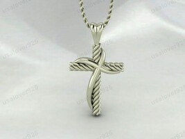 Jesus Cross Style Art Deco 925 Silver Handmade Christian Pendant Necklace - $54.60 CAD+