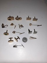 Vintage 16 Piece Lot Silver &amp; Gold Tone Tie Tack &amp; Clip, Tie Bar, And Cuff Links - £18.96 GBP
