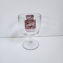 Vintage Falstaff Stemmed Beer Goblet Thumbprint Style Glass Clear &amp; Red - £3.92 GBP