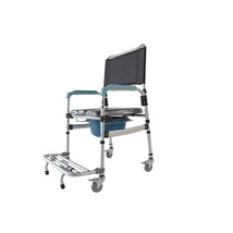 Toilet Wheelchair  Rolling Shower Chair Aluminum Alloy Commode Transport Chair - £108.67 GBP