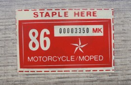 1986 TEXAS MOTORCYCLE LICENSE PLATE RENEWAL STICKER - £3.74 GBP