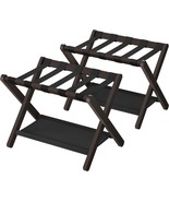 Set of 2 - Sturdy Bamboo Luggage Rack in Brown Wood Finish with Bottom S... - $3,663.84 MXN