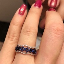 S925 Silver Color Sapphire Diamond Ring Jewelry for Women 925 Sterling Bizuteria - £19.70 GBP