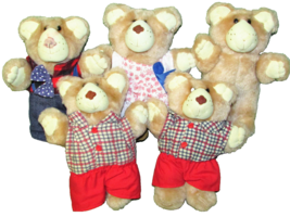 Vintage Furskins Lot Of 5 Wendy's Teddy Bear 7" 1986 Assorted Plush Promo Toys - $22.50
