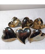 Heart napkin ring holders metal set 6 brass silver Valentine&#39;s Day love ... - €15,42 EUR