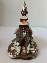 Lighted Snowed Ceramic CHURCH Cathedral Building House LU&#39;S - £35.39 GBP