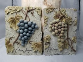 Wine Cabernet Chardonnay Decorative Tile Wall Hanger 3D High Relief Detail Resin - £13.58 GBP