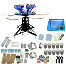 Updated 6 Color 6 Station Screen Printing Kit Ink Squeegee&amp; Shirt Press Machine - £1,667.90 GBP