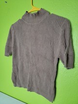 Cable Knit Sweater Womens Vintage Brown Size Small Half Sleeve - £19.20 GBP