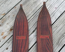 c.1920 Vintage TUBBS Wooden Antique Snow Skis Long 96&quot; Made in Norway MAINE - £705.47 GBP