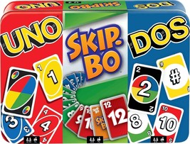 Set of 3 Games with UNO Skip Bo DOS Travel Games for Kids Family Night w... - £27.60 GBP