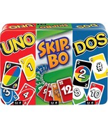 Set of 3 Games with UNO Skip Bo DOS Travel Games for Kids Family Night w... - £27.55 GBP