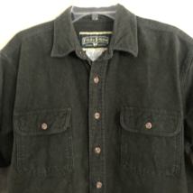 VTG Field &amp; Stream Chambray Button Up Shirt Mens XL Green Rugged 90s Flannel - £19.65 GBP