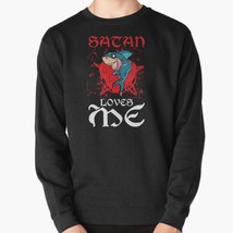  Satan Loves Me Kawaii Satanic Shark Men&#39;s Pullover Black Sweatshirt - £26.14 GBP