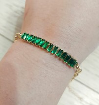 Stunning Goldtone Emerald statement bracelet - $24.14