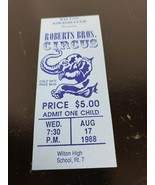 Unused Roberts Brothers Circus Child&#39;s Ticket, August 17, 1988 - £6.04 GBP