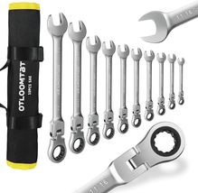 10PCS 1/4-3/4 in SAE Industrial Grade Flex-Head Ratcheting Wrench Set for Tight - £32.33 GBP