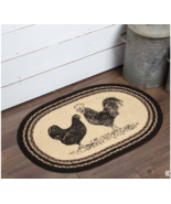 Rooster Jute Braided Oval Throw Rug 20 x 30 inch Chicken Country Farmhouse - $38.75