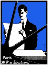 2989.Paris Blue Strasbourg music Poster.Decor Art.Piano man.Home decor interior - £12.94 GBP+