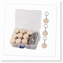 50-Piece DIY Wooden Keychain Set with Round Wood Circles, Blanks, Rings,... - $850.98 MXN