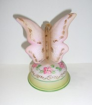 Fenton Glass Butterfly on Branch Pink Floral FAGCA 2021 Ltd Ed of 35 F B... - £185.70 GBP