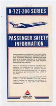 Delta Airlines B-727-200 Series Passenger Safety Information Card 1981 - $21.78