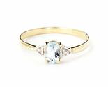 Galaxy Gold GG, 14K Solid Yellow Gold, Natural Aquamarine and Diamond Ri... - $571.81