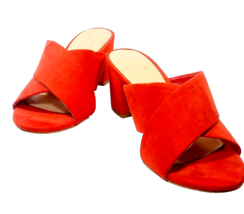 Women SIZE 5.5 Heels Orange Wide Strap Slides ANN TAYLOR LOFT Cruise Lou... - $37.99