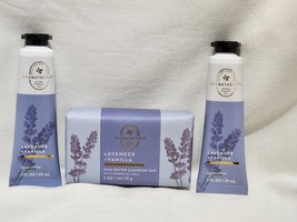 Bath &amp; Body Works Set Lavender Vanilla Hand Cream 1oz &amp; Soap 5oz New Fresh - £19.54 GBP