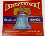 Vtg Independent Brand Northwest Mele Frutta Cassa Etichetta Yakima Wa Rosso - $4.49