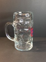 Vintage Large Budweiser Beer Mug Clear Heavy Glass 8&quot; Tall - £13.14 GBP