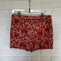 LOFT Ann Taylor Shorts All Over Print Red White Floral Womens 4P Preppy ... - £13.09 GBP